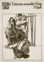 Sir Tristram asalta al Rey Mark, ilustración de 